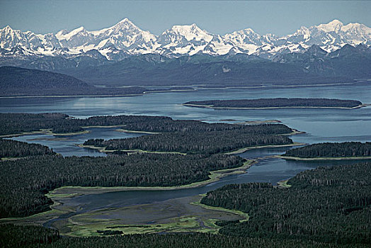 北方针叶林,山脉,海岸,阿拉斯加