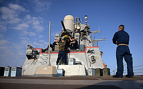 水手,装载,军火,武器系统,乘坐,美国军舰