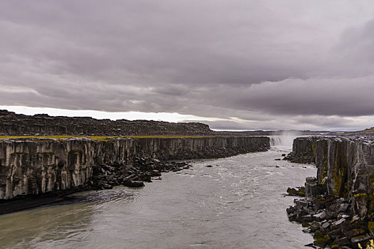 瀑布,靠近,冰岛