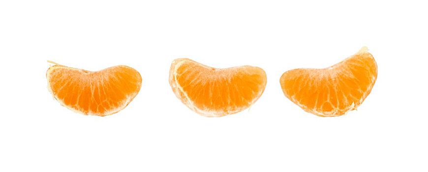 三个,楔形,柑橘,白色背景