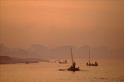 缅甸,曼德勒,区域,独木舟,河