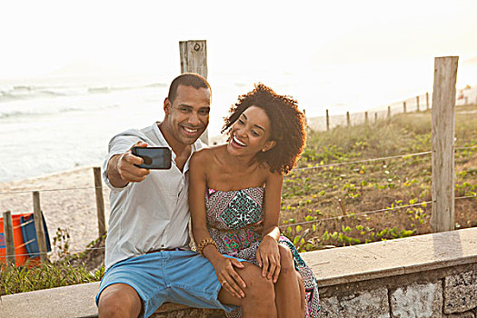 情侣,智能手机,海滩,里约热内卢,巴西