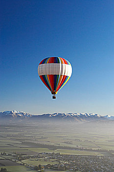 热气球,靠近,南岛,新西兰,俯视