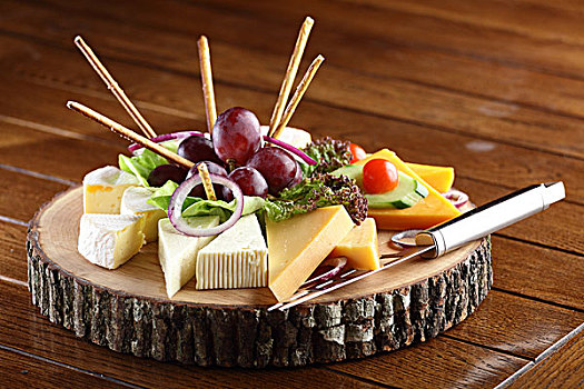 木质,盘子,奶酪,水果