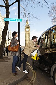 伴侣,伦敦,出租车,大本钟,后面