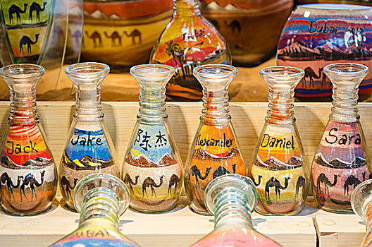 沙子,艺术,瓶子,露天市场,市场,迪拜,阿联酋