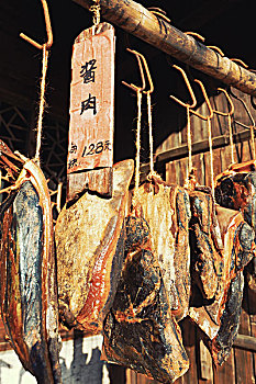 传统,中国,保存,肉