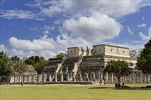 战士神殿,柱子,玛雅,遗址,场所,奇琴伊察,尤卡坦半岛,墨西哥