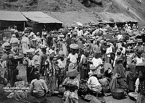 市场一景,塞拉利昂,20世纪,艺术家,未知
