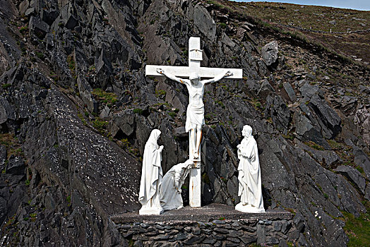 十字架,雕塑,斯莱角,丁格尔半岛,凯瑞郡,爱尔兰,英国,欧洲