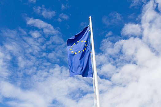 星,旗帜,欧盟,摇摆,风
