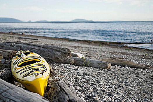 黄色,皮筏艇,海滩