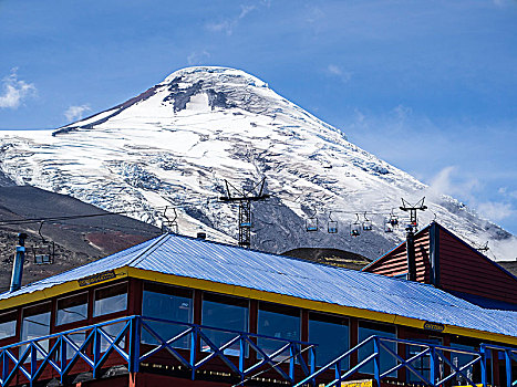 滑雪缆车,斜坡,火山,滑雪,中心,靠近,自助餐厅,旅游,服务,湖区,智利