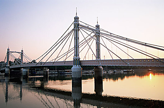 吊桥,河,桥,泰晤士河,伦敦,英格兰