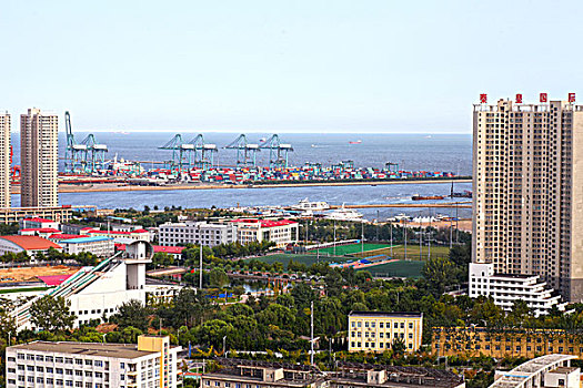 秦皇岛,城市,建筑,码头,海边,港口,房子,高楼,足球学校,运动基地
