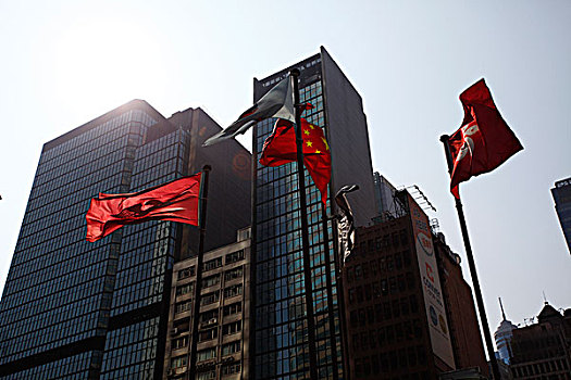 香港,商场,大厦,大楼,建筑,蓝天,国际金融中心二期,国旗