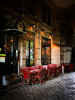 街景,茶几,夜晚,巴黎,法国