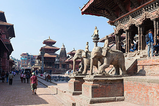 风景,杜巴广场,佛教,庙宇,毁坏,地震,四月,帕坦,尼泊尔,亚洲