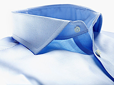 特写,领子,蓝衬衫,白色背景,背景,棚拍