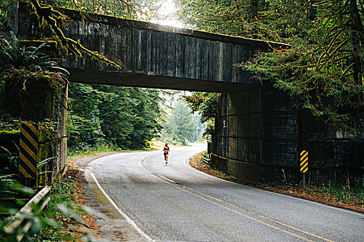 美女,跑,乡村道路