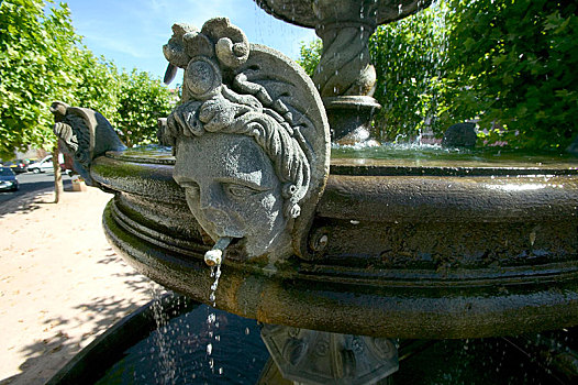 喷泉,石头,雕塑,圆顶,奥弗涅,法国,欧洲