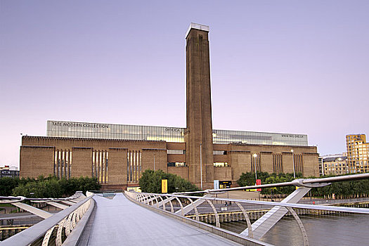 英格兰,伦敦,伦敦南岸,黎明,泰特现代美术馆,画廊,千禧桥,两个,时期,设计