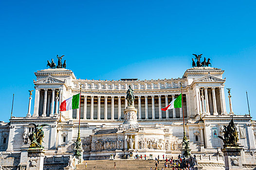意大利,旗帜,正面,国家纪念建筑,广场,威尼斯,罗马,拉齐奥,欧洲