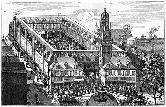 老,证券交易所,阿姆斯特丹,毁坏,1858年,艺术家,未知