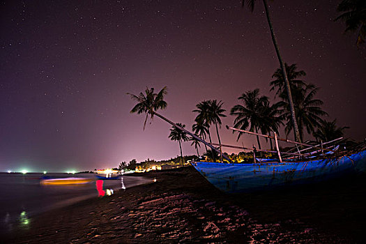 海滩,越南,夜晚