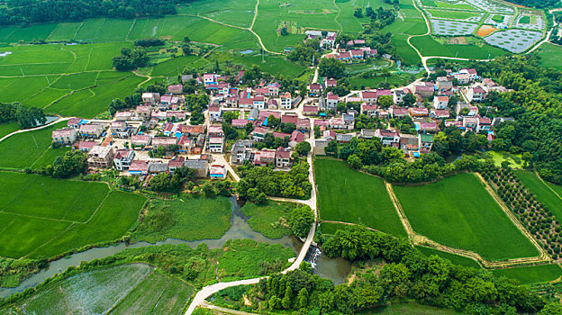 航拍夏日乡村