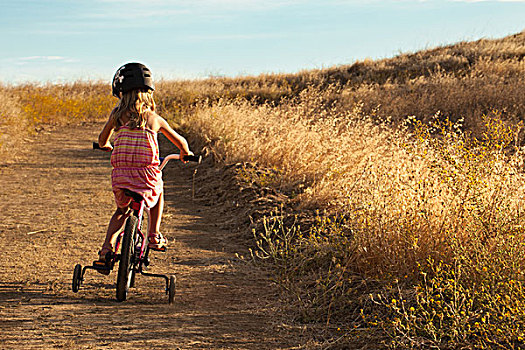 女孩,骑自行车,山,州立公园,加利福尼亚,美国