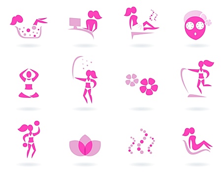 粉色,水疗,健康,音乐放大器,运动,女性,象征,隔绝,白色背景