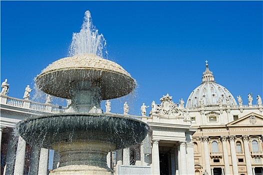 一个,喷泉,圣彼得,广场,罗马,意大利