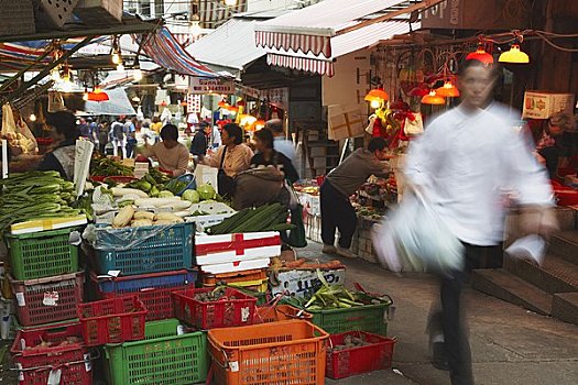 菜摊,街道,中心,香港,中国