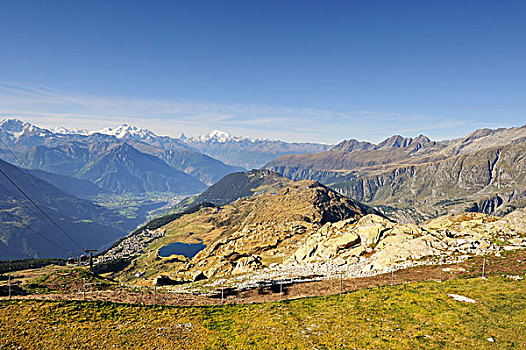 风景,山,高,贝特默阿尔卑,湖,山谷,奔宁山脉,阿尔卑斯山,地平线,瓦莱州,瑞士,欧洲