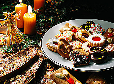 盘子,饼干,桌子,圣诞节