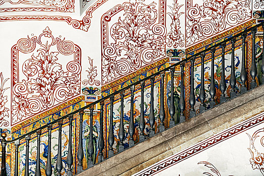 漂亮,图案,楼梯,巴塞罗那,西班牙