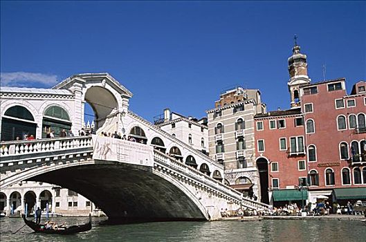 小船,里亚尔托桥,大运河,威尼斯,威尼托,意大利