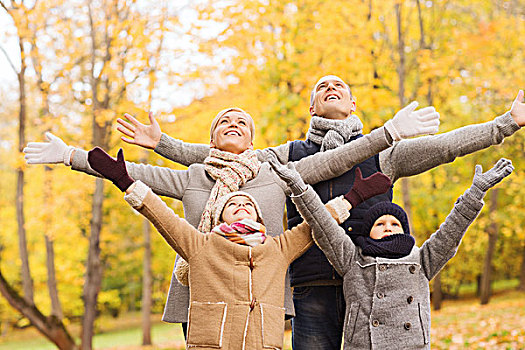 家庭,孩子,季节,人,概念,幸福之家,乐趣,秋天,公园