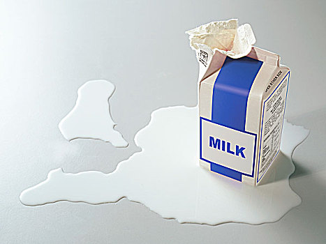 纸盒,牛奶,溢出