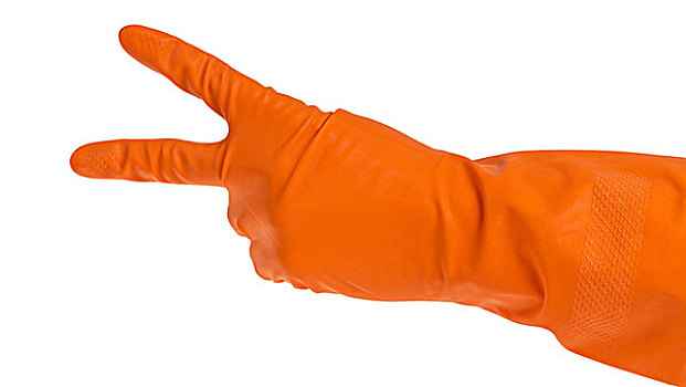 牵手,橙色,手套,计算,两个,隔绝,白色背景