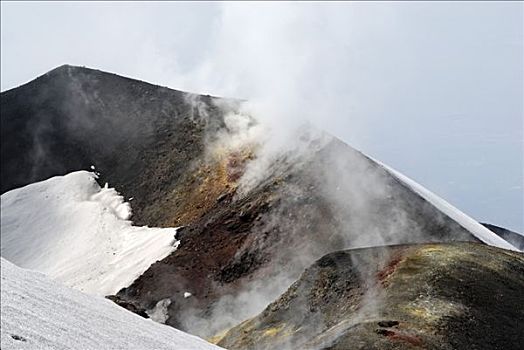埃特纳山,火山口,喷发,2002年,西西里,意大利
