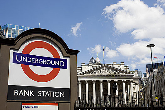 英格兰,伦敦,银行,地铁站,标识,背景