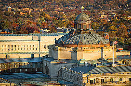 美国,华盛顿特区,穹顶,杰斐逊,建筑,国会图书馆,日落,上面,国会大厦