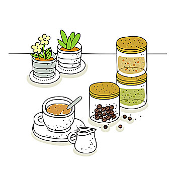 咖啡豆,盆栽,背景