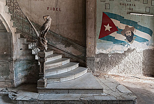 墙壁,涂鸦,楼梯,建筑,中心,哈瓦那