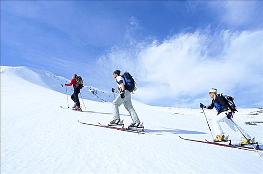 三个,滑雪者,滑雪坡,瑞典