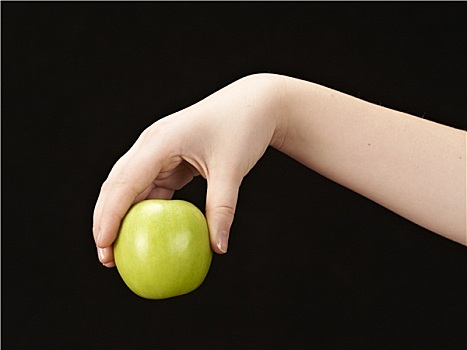 孩子,手,苹果