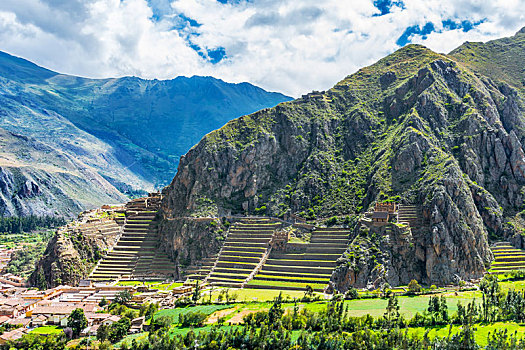 印加,要塞,平台,庙宇,山,欧兰塔坦伯,秘鲁