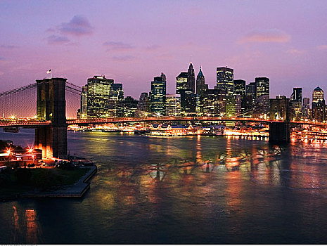 市區,曼哈頓,布魯克林大橋,紐約,美國